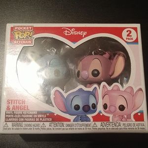 funko pop stitch and angel keychain